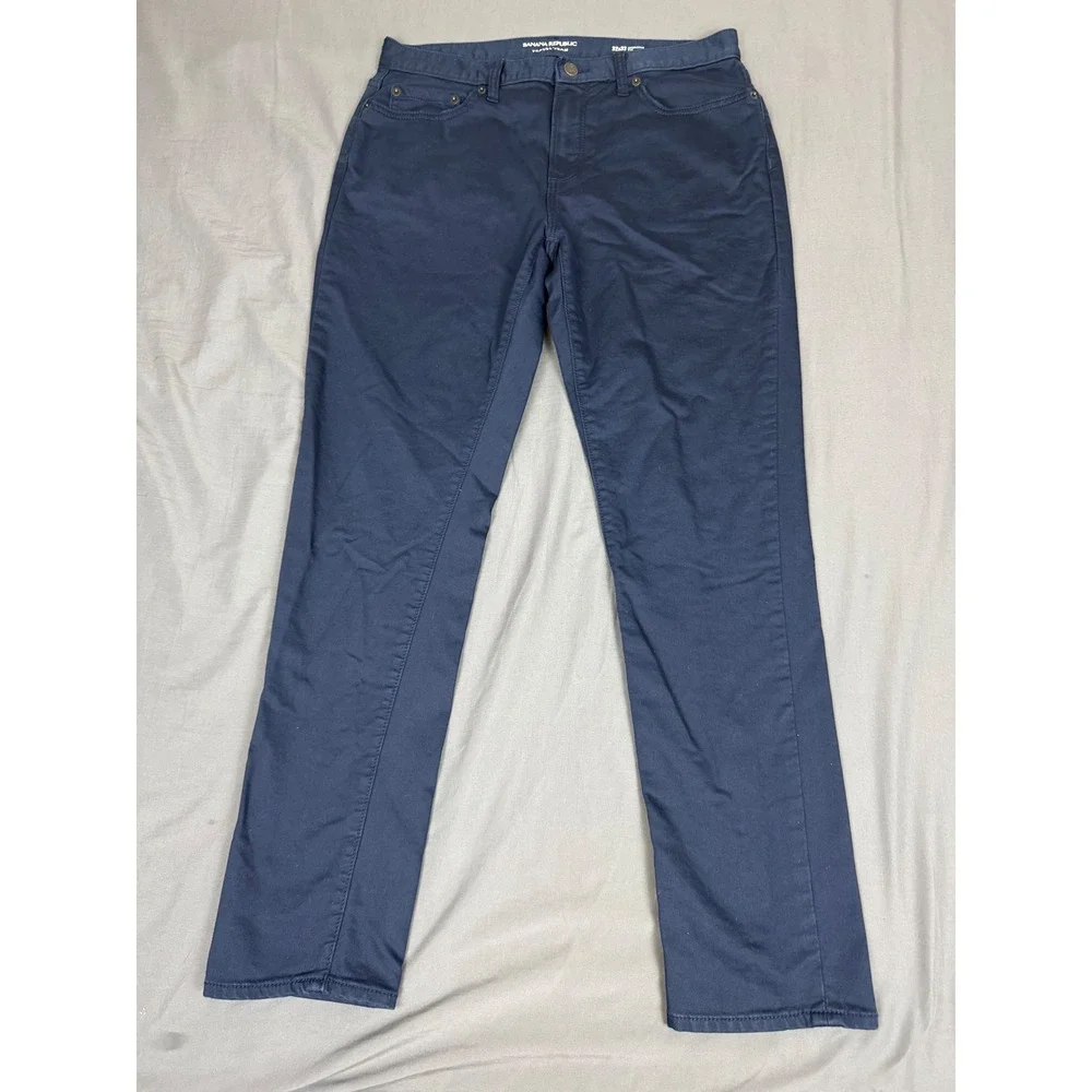 Banana Republic Travel Jean Mens ~32x30 Athletic Fit Navy Blue Stretch Pants